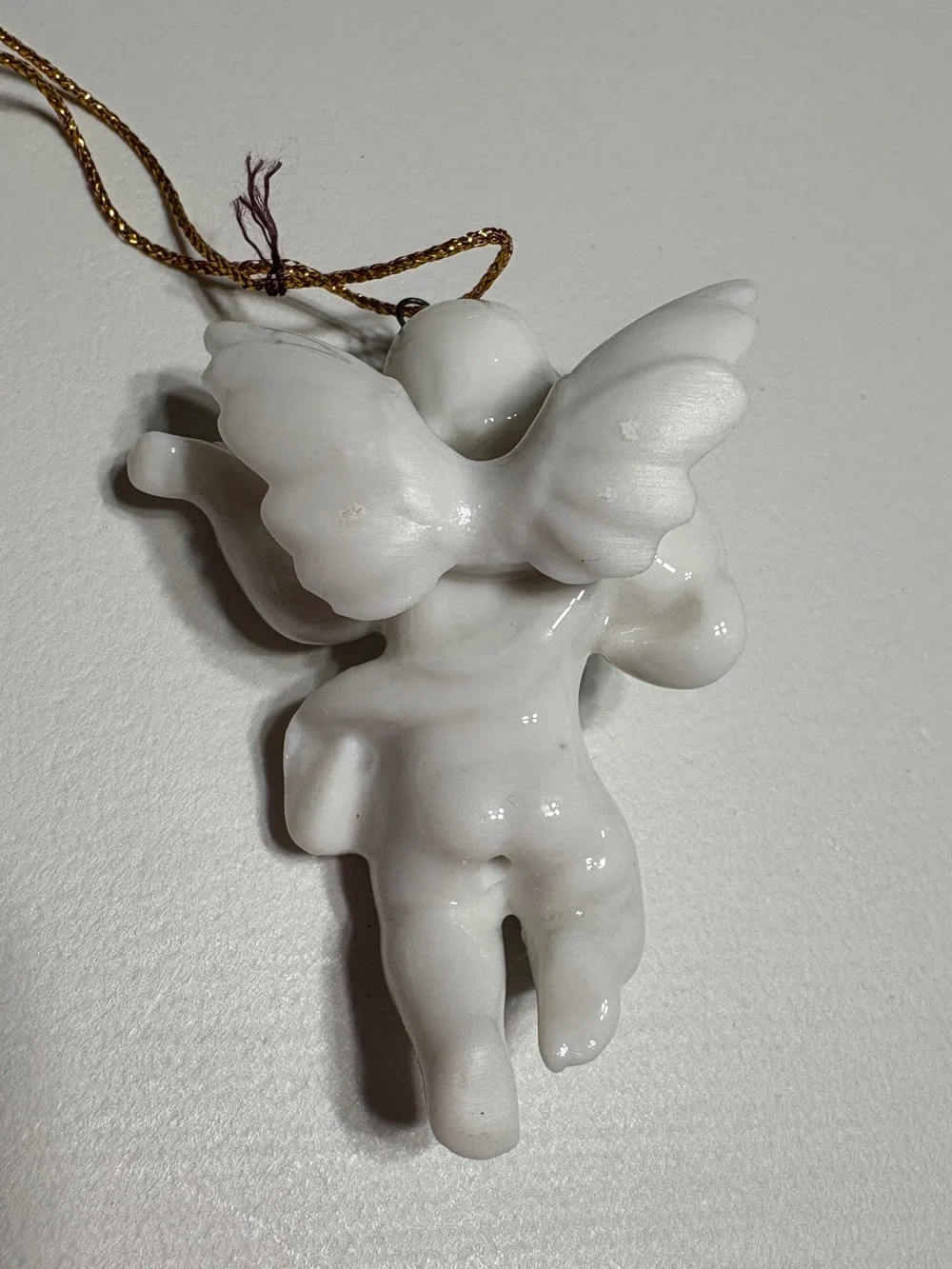 3 Vintage Ceramic Cherubs ornament White/off-white Glaze Holiday